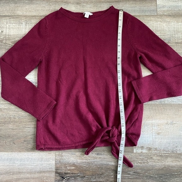 Pure Jill XS Maroon Front Knot Wool Blend Sweater - Picture 7 of 8